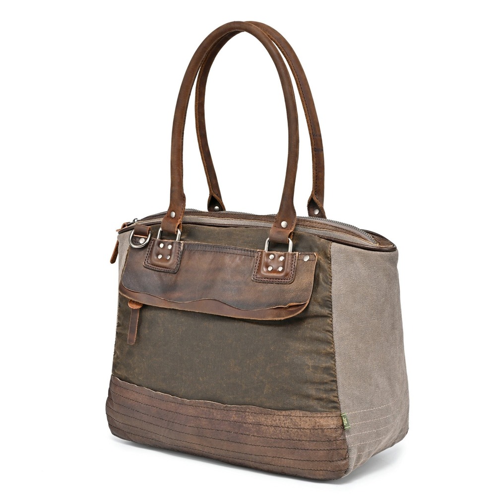 Mod Brand Canvas‎ Leather Trim Satchel Shoulder Bag Everyday Purse